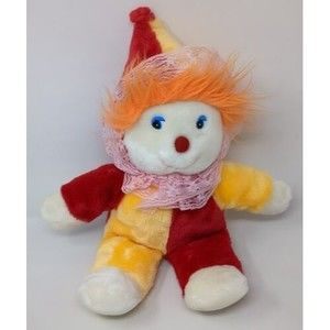 Vintage 1980s Kaybee Toys Kay Bee Clown Plush Stuffed Primary Color Lace 80s 90s